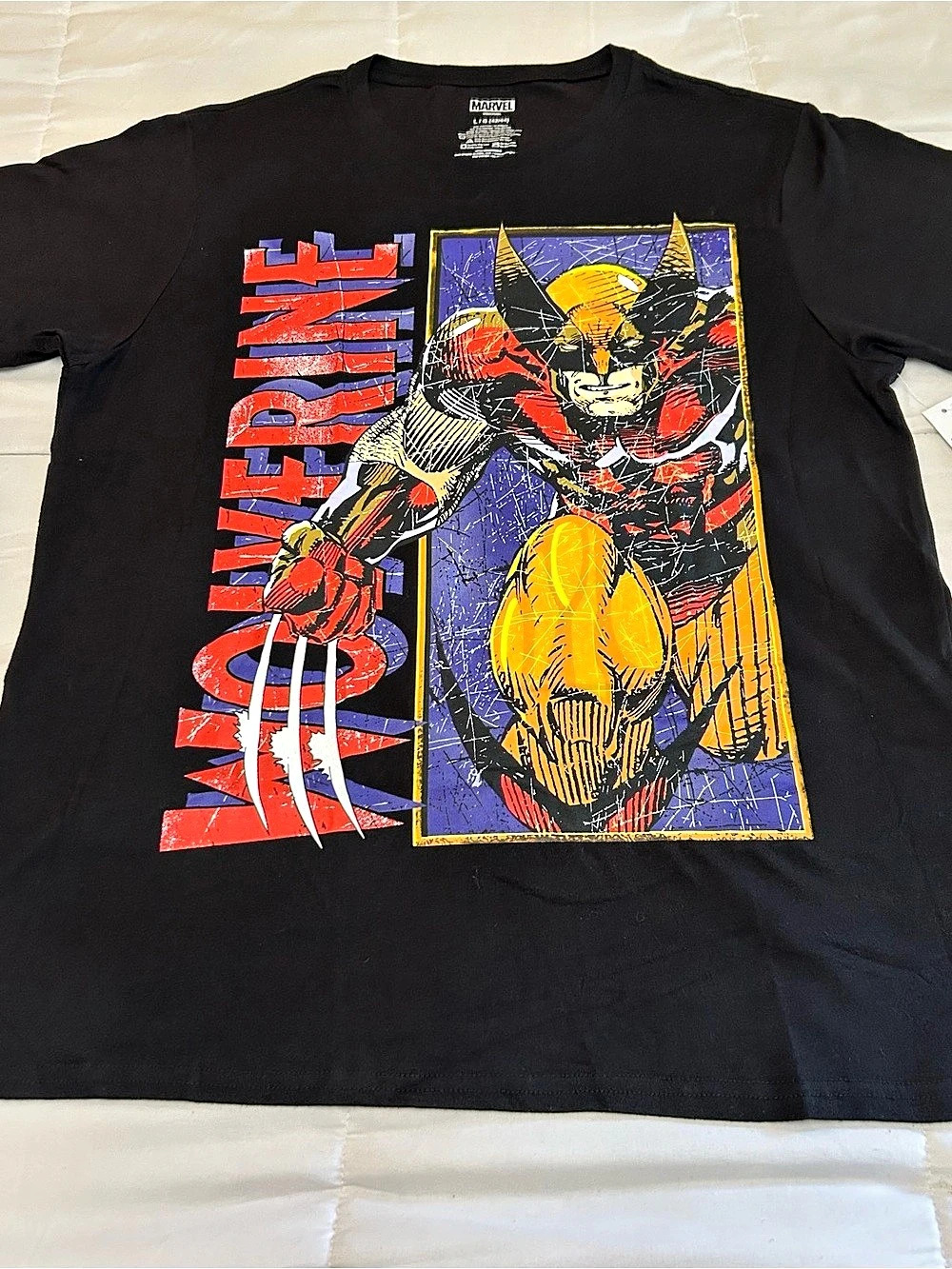 Marvel Wolverine Comic Graphic T-Shirt Comic Graphic Tee Black Large